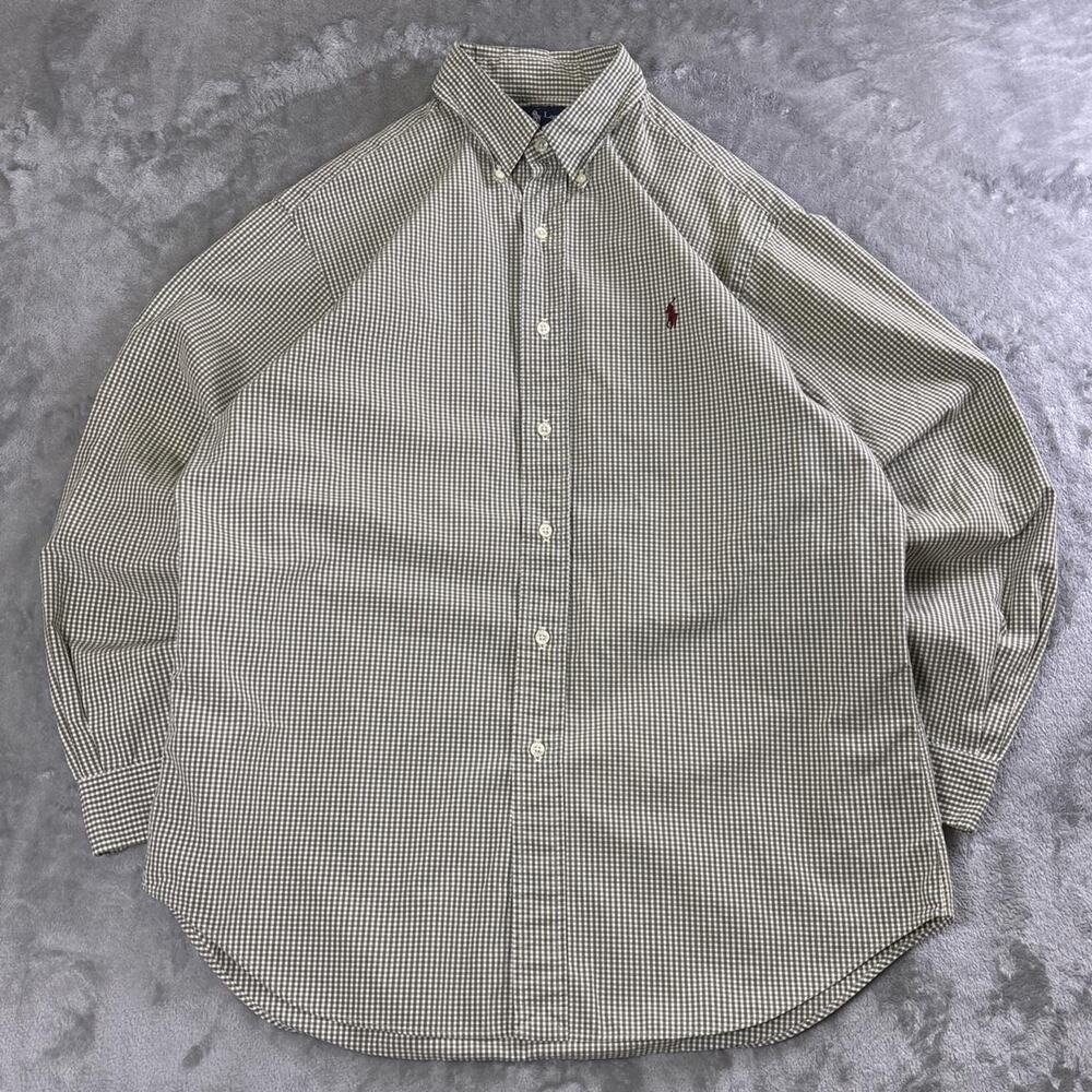 Vintage Ralph Lauren Men’s 16 32/33 Green Gingham Classic Fit Button Up Shirt